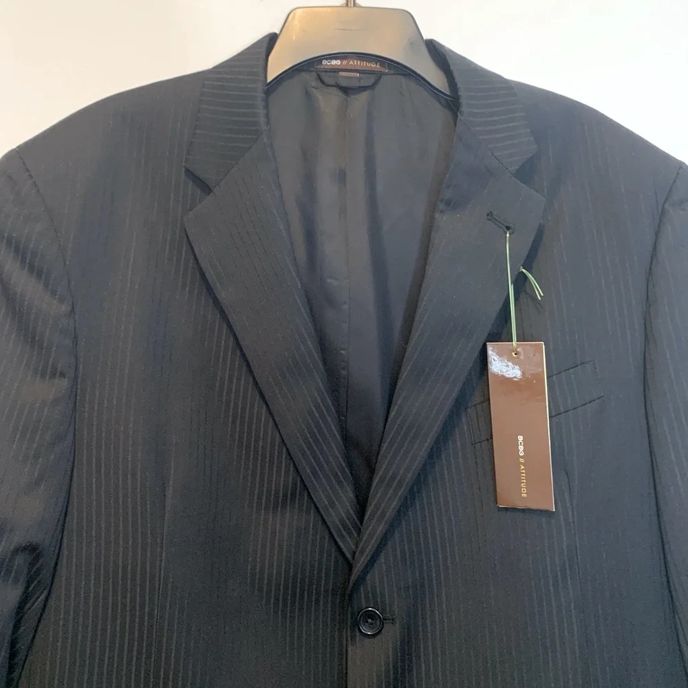 BCBG Avery Wool Blazer Black Pinstripe